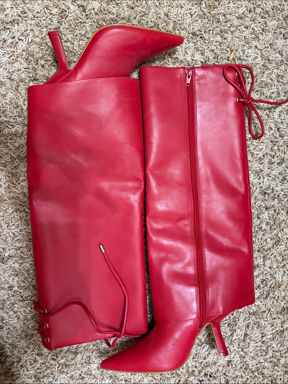 Gianni Bini Red Knee Kitten Heel Boot Sz 6.5